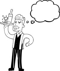 thought bubble cartoon waiter