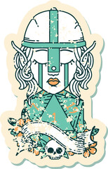 crying elf fighter character face with natural one D20 roll illustration