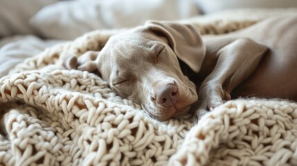 indoor shoot weimaraner dog rest on plaid, autumn core