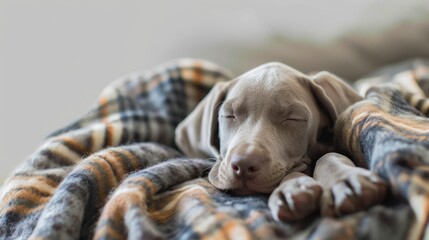 little dog rest on plaid
