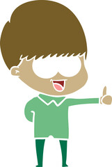 happy flat color style cartoon boy