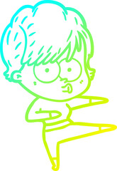 Obraz premium cold gradient line drawing cartoon woman