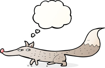 cartoon little wolf with thought bubble