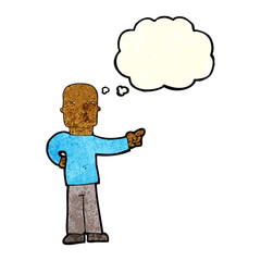 cartoon pointing man with thought bubble