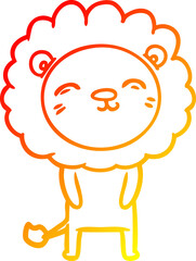 warm gradient line drawing cartoon lion