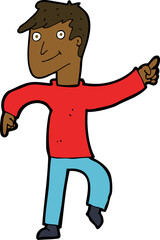 cartoon happy man pointing
