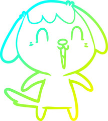 cold gradient line drawing cute cartoon dog