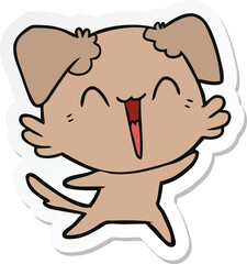 sticker of a happy little dog cartoon