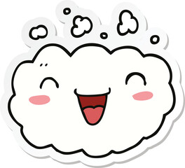 sticker of a happy cartoon cloud