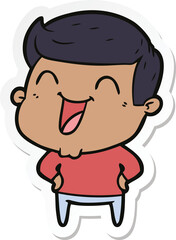 sticker of a cartoon man laughing