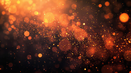 orange luxury glitter and bokeh particles, orange bokeh background, holiday festival background - obrazy, fototapety, plakaty