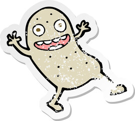 retro distressed sticker of a cartoon potato