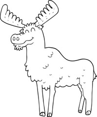 black and white cartoon moose