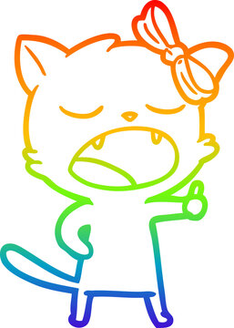 recommend clip art: rainbow gradient line drawing cartoon yawning cat