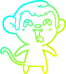 cold gradient line drawing crazy cartoon monkey