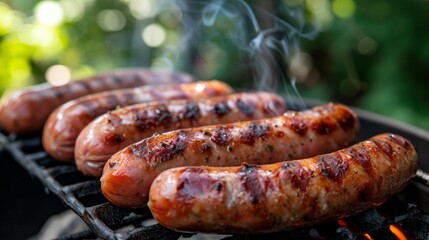 Sizzling Sausages on Grill
