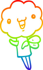 rainbow gradient line drawing cute cartoon cloud head creature