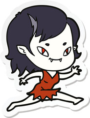 sticker of a cartoon friendly vampire girl running