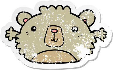 distressed sticker of a funny cartoon bear
