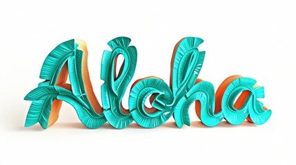 bright "Aloha" lettering,isolated on white background
