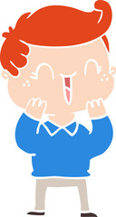 flat color style cartoon laughing boy