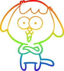 Obraz premium rainbow gradient line drawing cute cartoon dog