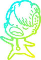 cold gradient line drawing cartoon cool hipster girl talking