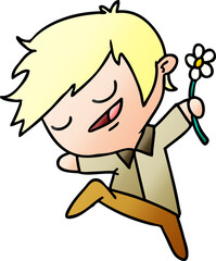 gradient cartoon of kawaii cute boy