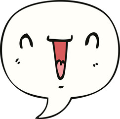 cute happy cartoon face and speech bubble