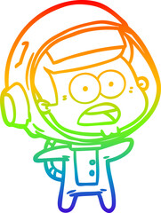 rainbow gradient line drawing cartoon surprised astronaut