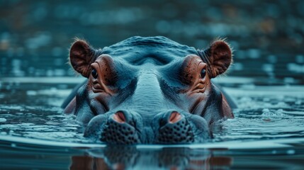Submerged Serenity: Hippopotamus in Tranquil Waters