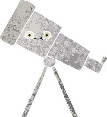 retro illustration style cartoon telescope