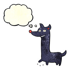 funny cartoon dog with thought bubble