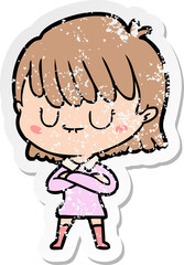 distressed sticker of a cartoon woman