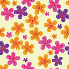 seamless pattern with leaves flowers