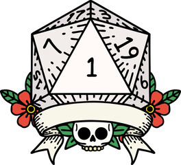 natural one d20 dice roll illustration