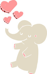 flat color style cartoon elephant with love hearts