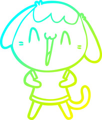 cold gradient line drawing cute cartoon dog