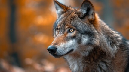 Wolf in Autumn Forest