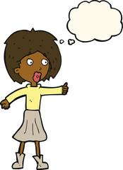 cartoon woman  with thought bubble