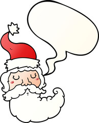 cartoon santa face and speech bubble in smooth gradient style