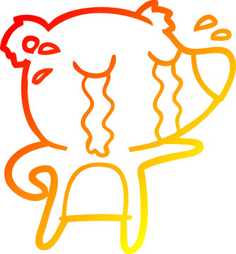 recommend clip art: warm gradient line drawing cartoon crying bear