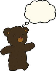 cartoon black bear with thought bubble