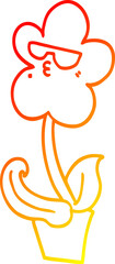 warm gradient line drawing cool cartoon flower