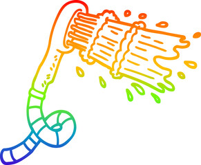 rainbow gradient line drawing cartoon shower head