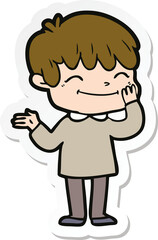 sticker of a cartoon happy boy