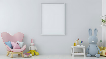 blank sign on the wall with kid toys 