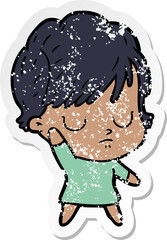 distressed sticker of a cartoon woman