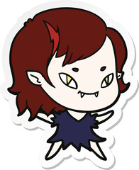sticker of a cartoon friendly vampire girl