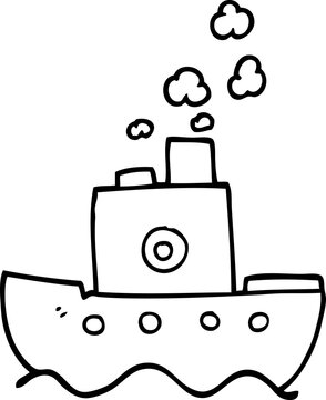 recommend clip art: line drawing cartoon steam boat